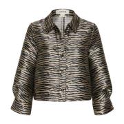 Zebra Jacquard Overhemdblouse Soaked in Luxury , Multicolor , Dames