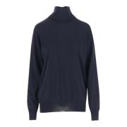 Wollen Pullover Hoge Hals Marineblauw Jil Sander , Blue , Dames