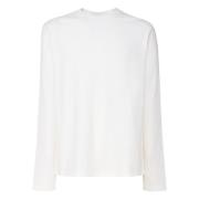 Witte Katoenen T-shirt met Lange Mouwen Jil Sander , White , Heren