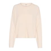 Boxy Crew-Neck Gebreid Witgrijs Soaked in Luxury , Beige , Dames