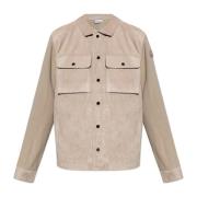 Cardigan met suède voorkant Moncler , Beige , Heren