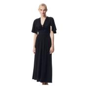 Elegante Zwarte Midi Jurk Bizuu , Black , Dames