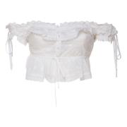 Witte Bardot Top met Strikken For Love & Lemons , White , Dames