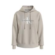 Archival Monologo Hoodie Wit Logo Calvin Klein , Beige , Heren