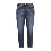 Relax Fit Denim 5-Pocket Broek Eleventy , Blue , Heren