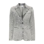 Versleten Denimjack met Strassversiering Liu Jo , Gray , Dames