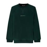 Donkergroene Logo Print Sweatshirt Marni , Green , Dames