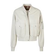 Nappa Leren Bomberjack Eleventy , Beige , Dames