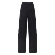 Zwarte katoenen suède broek met zakken Andamane , Black , Dames