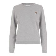 Katoen Crew Neck Logo Sweatshirt Grijs Maison Kitsuné , Gray , Dames