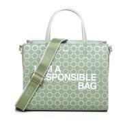 Geometrische Print Eco-Vriendelijke Tas met Slogan V73 , Green , Dames