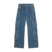 Indigo Blauwe Denim Jeans Diesel , Blue , Dames