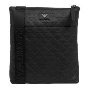 Logo Crossbody Tas met Verstelbare Band Emporio Armani , Black , Heren