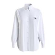 Monologo Relaxed Shirt Wit Zwart Logo Calvin Klein , White , Dames