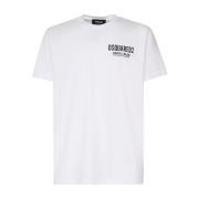 Witte Katoenen T-shirt Ronde Kraag Korte Mouwen Dsquared2 , White , He...