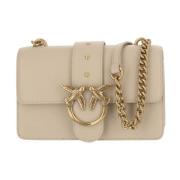 Love Birds Leren Tas met Diamanten Gesp Pinko , Beige , Dames