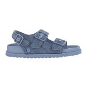 Denim Leren Band Sandalen Birkenstock , Blue , Dames