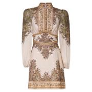 Mandarijn Kraag Bloemen Jurk Beige Zimmermann , Multicolor , Dames