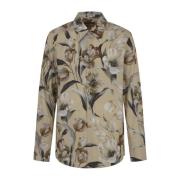 Martini Tulpenprint Katoenen Overhemd Dolce & Gabbana , Beige , Heren