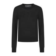 Zwarte Logo Crew Neck Sweater Alexander Wang , Black , Dames