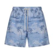 Sunset Swimshort Indigo Blue Kleding Palm Angels , Blue , Heren