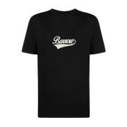 Crew Neck Katoenen T-shirt Print Barrow , Black , Heren