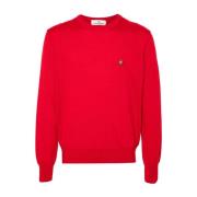 Rode Gebreide Trui met Orb Logo Vivienne Westwood , Red , Heren