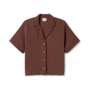 Zachte Muslin Shirt met Natuurlijke Knopen Twothirds , Brown , Dames