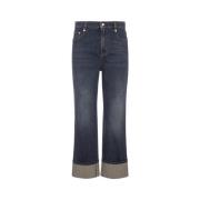 Blauwe Cropped Boyfriend Jeans Indigo Denim Alexander McQueen , Blue ,...