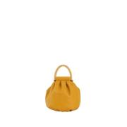 Vintage Geribbelde Leren Tas Malababa , Yellow , Dames