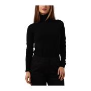 Turtle Neck Basic Knit Sweater Summum Woman , Black , Dames