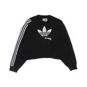 Zwarte Crew Neck Sweatshirt met 3 Strepen Adidas , Black , Dames