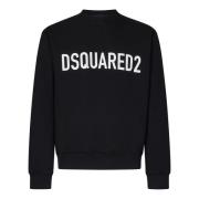 Zwart Logo Print Crewneck Sweatshirt Dsquared2 , Black , Heren