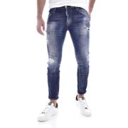 Blauwe Slim Fit Destroy Jeans Dsquared2 , Blue , Heren