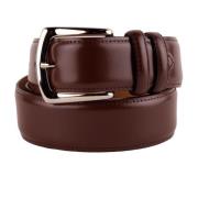 Bruin Kalfsleren Riem met Messing Gesp Made in Italia , Brown , Heren