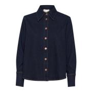 Denim Shirt Donkerblauw Un-Wash My Essential Wardrobe , Blue , Dames