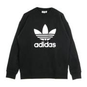 Zwart/Wit Crewneck Sweatshirt Trefoil Logo Adidas , Black , Dames