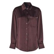 Bruine Shirt met Diepe Halslijn Pinko , Brown , Dames