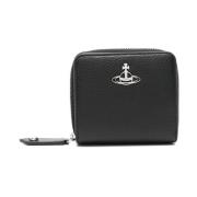 Zwarte Leren Portemonnee Orb Detail Vivienne Westwood , Black , Dames