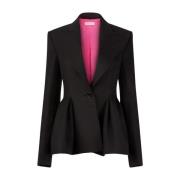 Elegante Wol Peplum Jas Nina Ricci , Black , Dames