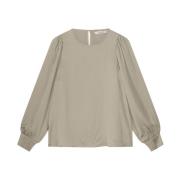 Zijdezachte Longsleeve Top Summum Woman , Beige , Dames