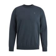 Crewneck Cotton Stretch Pullover Cast Iron , Blue , Heren