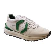 Witte sportschoenen met groene demping en spikes rubberen zool Mikakus...