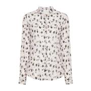 Roze Geplooide Blouse Abstracte Print Forte Forte , Multicolor , Dames