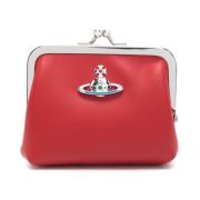 Rode Leren Portemonnee Orb Detail Vivienne Westwood , Red , Dames