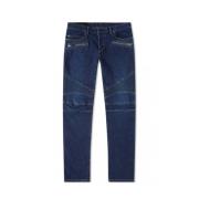 Slim-fit Tapered Katoenen Jeans Balmain , Blue , Heren