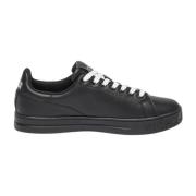 Lage Leren Sneakers - Zwart Versace Jeans Couture , Black , Heren