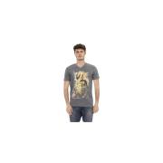 Grijze V-Hals Katoenen T-Shirt Trussardi , Gray , Heren