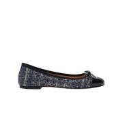 Blauwe Tweed Ballet Flats met Veters Scarosso , Blue , Dames