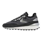 Suede and felt sneakers Qwark Hype FUR Woman Voile Blanche , Black , D...